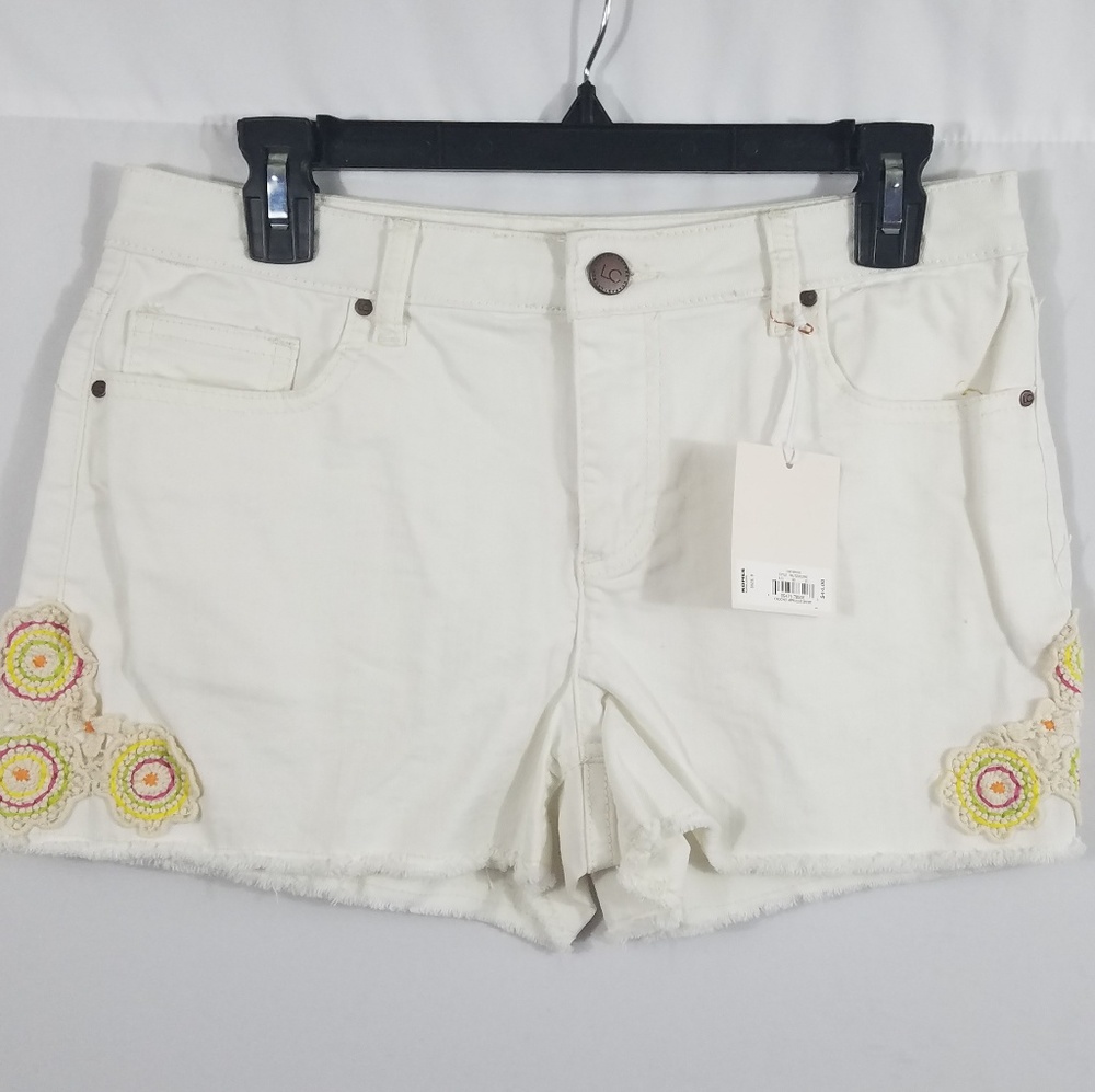 Lauren Conrad white denim crochet details sz 10